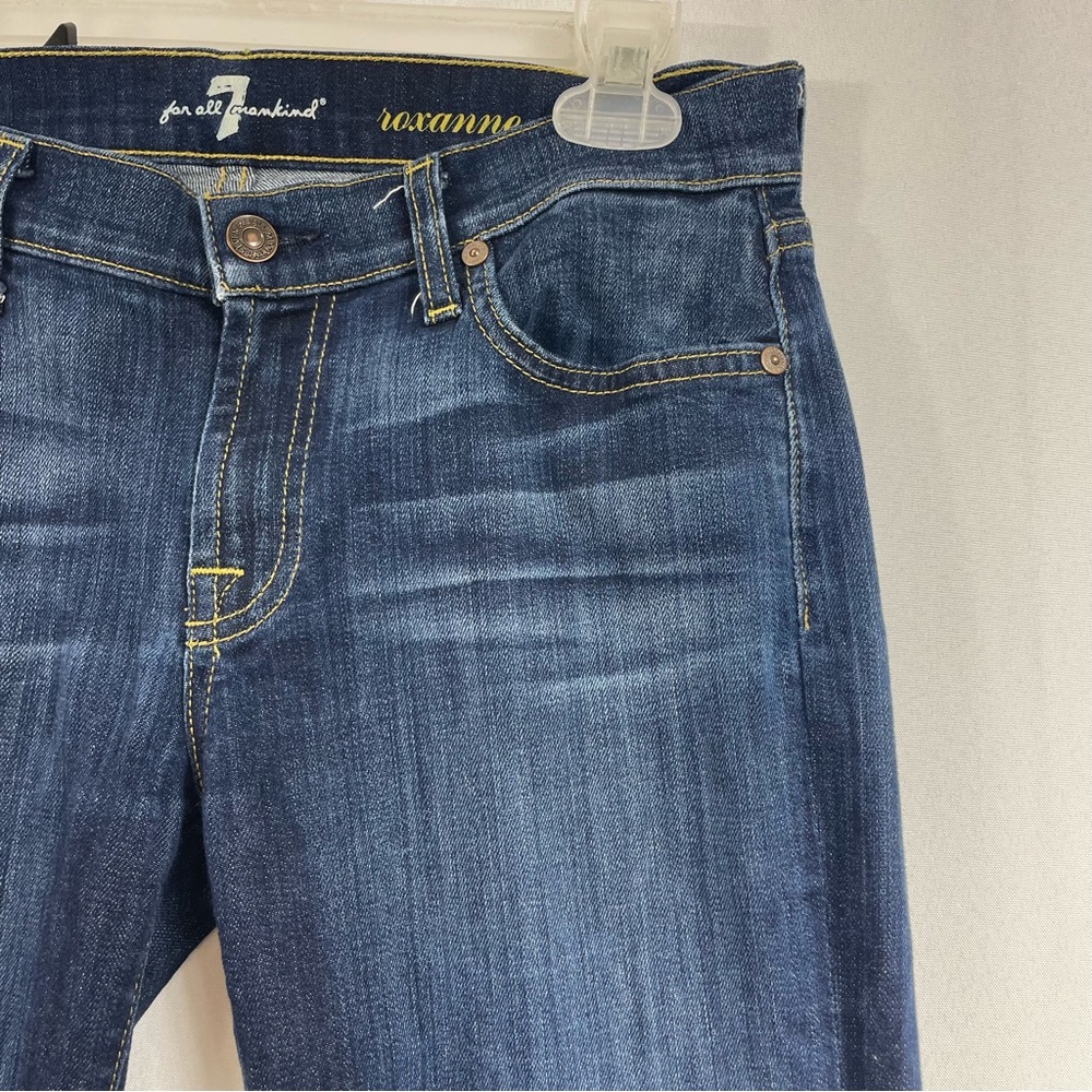 7FAM Jeans 7 Roxanne Blue Denim 29 Casual Norm Skinny Americana Basic Western - Picture 5 of 16